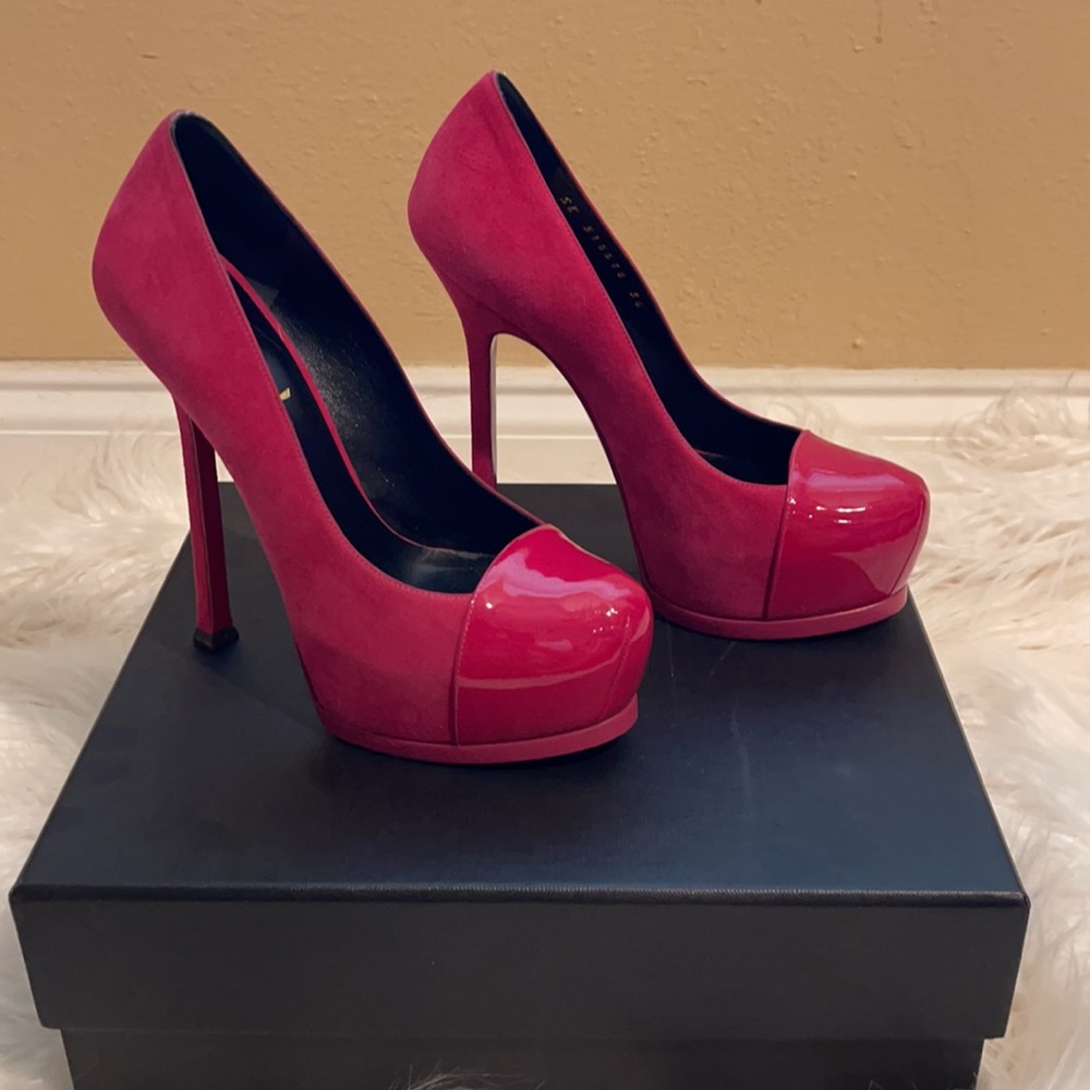 Saint Laurent Tribtoo Fuchsia Pink Pumps 36